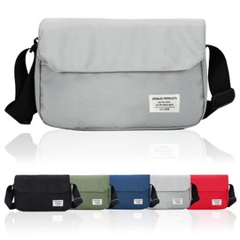 Unibazu Men's Women's Shoulder Bag, Small, Lightweight, Cross-body Nylon, Simple, Street, gray