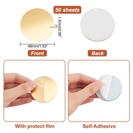 PH PandHall 50pcs Golden Round Acrylic Craft Mirrors, 1.9 Inch Self Adhesive Circles for Crafts, Arts, DIY Projects, Wall Stickers, Easter Decor