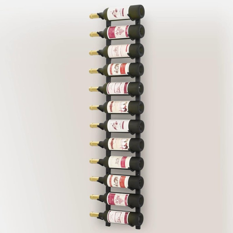 vidaXL 12-Bottle Wall Mounted Wine Rack - Durable Powder-Coated Iron,