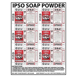 MyTinyWorld Dolls House Miniature sheet of 6 Ipso Soap Powder Boxes