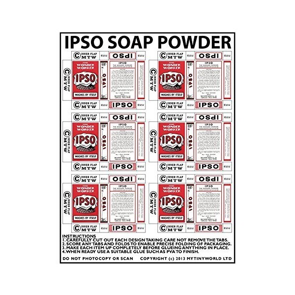 MyTinyWorld Dolls House Miniature sheet of 6 Ipso Soap Powder