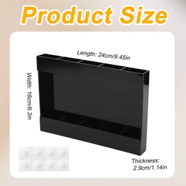 Acrylic Straw Holder Dispenser with Double Sided Adhesive Tape, Wall Mounted Straw Organizer, Reusable Tumbler Glass Drinking Storage Container Box for Counter Cabinet Cupboard Kitchen Rack(Black)