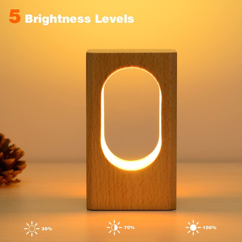 AIEHOUSE LED Wood Desk Ambience Light, Bedroom Bedside Night Light,
