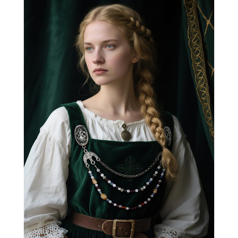 L'VOW Viking Apron Brooch Chains Cloak Clasp Brooches with Chain