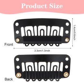 30 Pcs Small Wig Clips for Hair Extensions, U Shape Snap Clips for Wigs Snap Comb Accessories for Hair Extensions Making Wig Accessories Set Tools (Black)