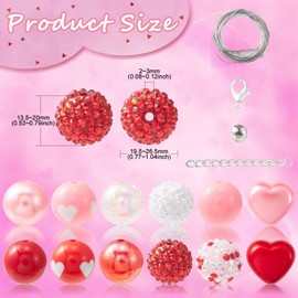 DanLingJewelry 50Pcs 20mm Valentine's Day Theme Beads Pink & Red Bubblegum Beads Acrylic Heart Beads for DIY Jewelry Making Accessories