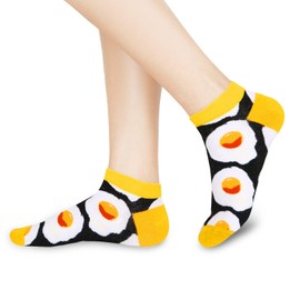 woosnscly Funny Socks for Women Men Colorful Crazy Ankle Socks Cotton Cozy Novelty Funky Graphic Patterned Short Socks Cool Gifts for Female, Fun Food Socks 5 Pairs