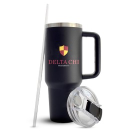 Delta Chi Fraternity 40oz Tumbler with Handle - Quality Engraved Tumbler for Fraternity Brothers - Insulated Tumbler to Keep Your Drinks Cold or Hot for Hours