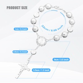 Car Mirror Decor Hanging - Car Rosary for Rear View Mirror, Blessing Decors Car Interior Hanging Accessories for Woman (Silver)