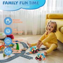 XIATIAN 4 in 1 Construction Vehicles Digger Toys Set, Take-Apart Construction Vehicles Toys Set with Screwdriver, DIY Excavator Digger, Building Educational Truck for 3 Years Old