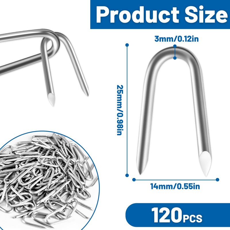 MOXYOY 120 Pcs U Nails for Fencing, U Shaped Nails