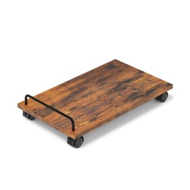 Akxomel Mobile CPU Stand, Computer Tower Stand with 4 Caster Wheels, Under Desk PC Cart for Floor, Industrial PC Tower Holder for Carpet, for Office, Rustic Brown