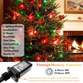 Easy Christmas Tree Lights Indoor Outdoor, 420 LED Christmas String Lights 6.6FT x 12 Lines with 8 Modes & Timer, Waterproof Twinkle Lights Plug in for 6FT Xmas Tree Christmas Decoration (Red & Green)