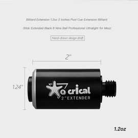 CRICALCue Extension Mini 2 Inches Pool Cue Stick Extended for Mezz/KONLLEN/JFLOWERS/PERI Billiards Accessories