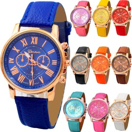 yunanwa 10 Pack Unisex Tally Style Silicone Watch Women Men Leather Belt Gold Sport Watch