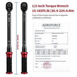 AEROFORCE 1/2-inch Drive Torque Wrench （15-165 Lb.ft/20.4-224.4 Nm）, 72-Tooth ±3% CW Professional Precision Torque wrench