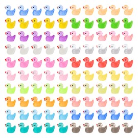 Wezdopu 100PCS Tiny Resin Bulk Duck Miniature Figures Ornament Luminous Transparent Multicolor Dollhouse Decor Accessorie for Garden Aquarium Potted Ornament,20 Colors