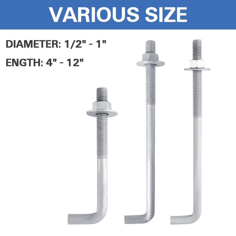 HROMIGRY 5/8” x 10” Concrete Anchor Bolts (10 Pack) L