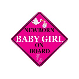 Rogue River Tactical Pink Newborn Baby Girl On Board Sticker Car Window Decal Bumper Vehicle Safety Sign for Truck SUV (1)