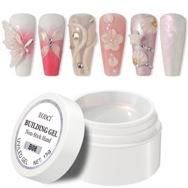 EODCI Solid Builder Gel, Aurora Non-Sticky Hard Gel Sculpting Gel for Nails, Pearl 3D Gel Nail Art Building Gel Carving Gel Modeling Gel Nail Soak Off UV/LED Nail Art Salon Home DIY
