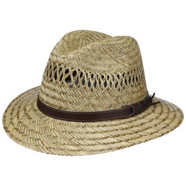 Lipodo Traveller Straw Hat Women / Men – Made in Italy – Summer Hat Made of Straw – Sun Hat with Brown Leather Strap – Summer Traveller Sizes S-XL, natural