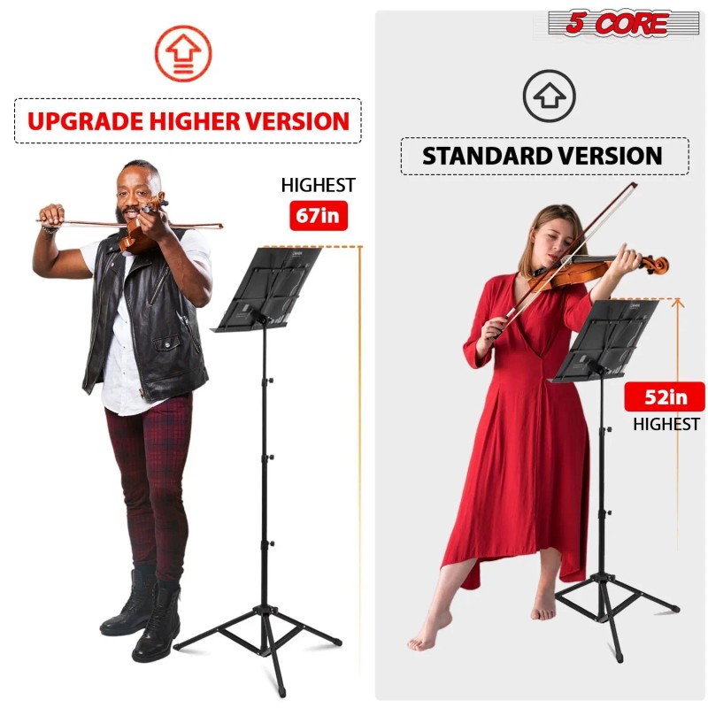 5 Core Music Stand Adjustable Folding Tripod Note Holder For
