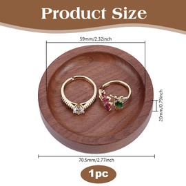 HOBBIESAY 1Pc Small Round Wood Ring Tray Camel Wedding Ring Holder Organizer Mini Jewelry Display Stands for Necklace Bracelet Display Wedding Party Decor
