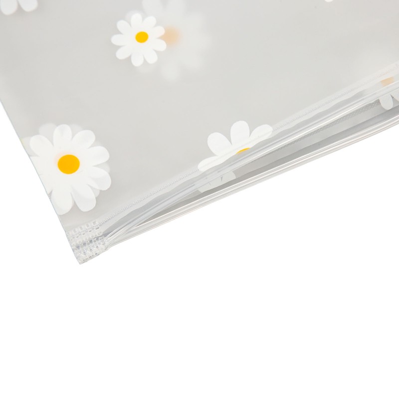 30PCS Frosted Slide Zip Plastic Bags Daisy Pattern Reusable Lightweight