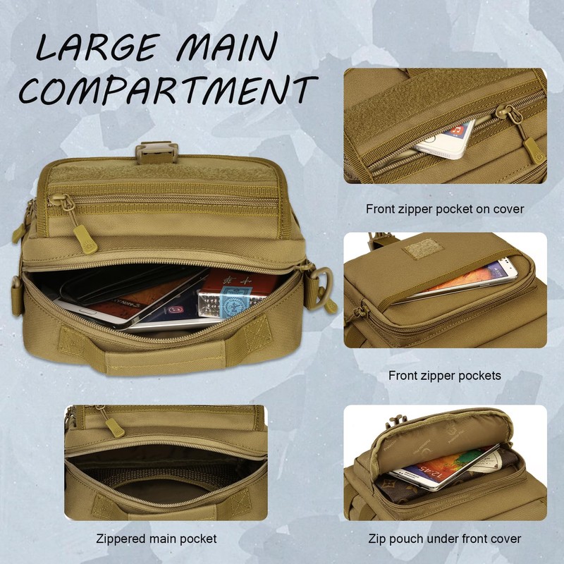 Protector Plus Tactical Messenger Bag Men Small Military MOLLE Crossbody