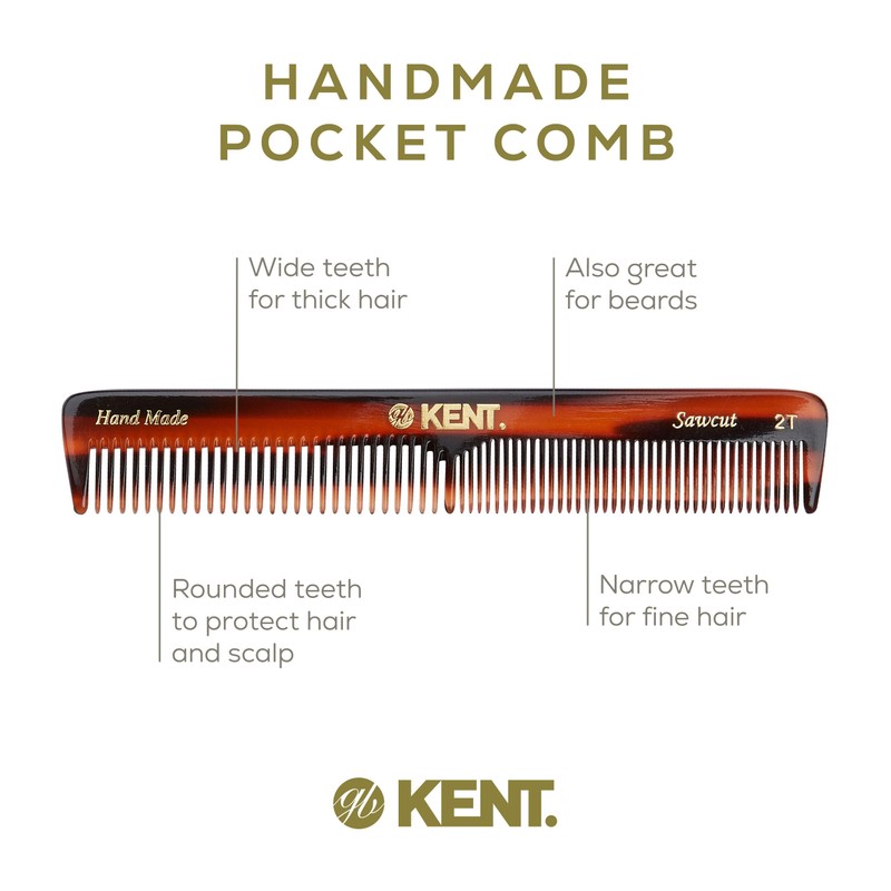Kent Brushes Handmade Comb A 2T Medium Size Coarse and