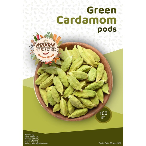 Green Cardamom pods| Elaichi pods | 100gm | Green Elaichi | Natural | Bold | Premium Quality | All Natural | Vegan | Gluten Friendly | Non-GMO |