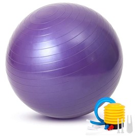 REY Gymnastic Ball Sit... 65 cm for Gymnastics, Pilates, Yoga, Pregnancy, Fitness, Sports... Purple, Including Inflator