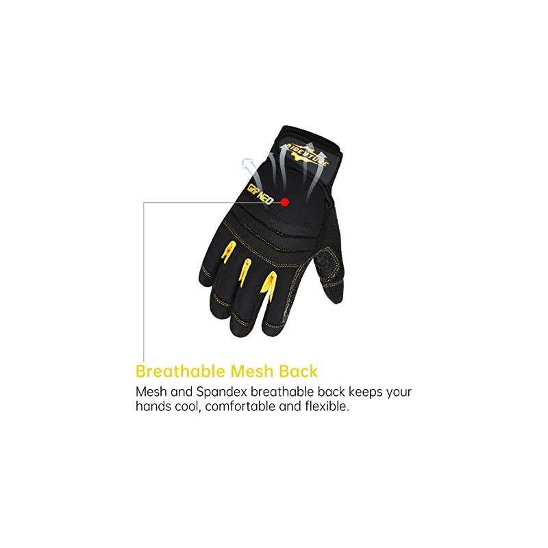 AIGEVTURE Mens Work Gloves with Grip Touchscreen Mechanic Gloves for
