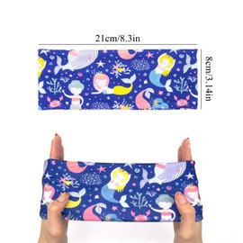 Elastic Headbands for Girls, Non Slip Stretchy Headbands for Kids Soft Sports Hairband Workout Sweatbands Mermaid Wide Head Band for Running Sports Yoga Hair Accessories A7MRYTD