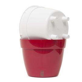 DecoPots - 3 Pack - 7.9 Inch - Self Watering Planter - Modern Flower Pot with Water Level Indicator - 6.3" Tall - for All House Plants, Flowers, Herbs (Diameter 7.9", Red - Pearl/White)