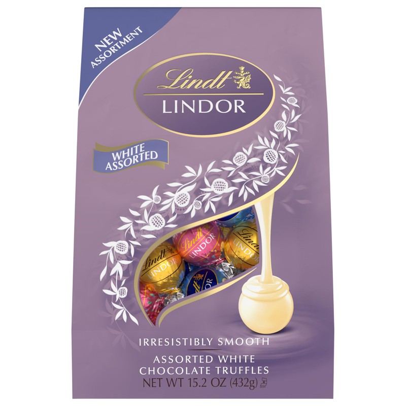 Lindt LINDOR White Chocolate Assorted Chocolate Candy Truffles, 15.2 oz.