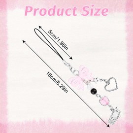 DIVINA VITAE Cute Phone Charm Y2K Phone Charm Accessories Pink Phone Charm Star Bowknot Love Heart Phone Lanyard Wrist Strap for Wallet Bag Purse