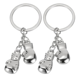 PATIKIL Boxing Gloves Keychain, 2 Pack Mini Cute Sports Boxing Key Chain Sport Boxing Pendant Key Ring Bag Backpack Decor for Men Women Party Gifts Favors, Silver
