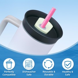 Straws for Owala Insulated Bottle 40oz Tumbler 6x Replacement Straws with Cleaning Brush for Owala 40oz PETG Food Grade