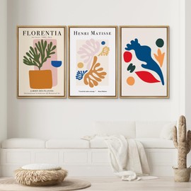 SIGNWIN 3 Piece Framed Canvas Wall Art Blue Nude by Henri Matisse Canvas Prints Home Artwork Decoration for Living Room,Bedroom - 24"x36"x3 Natural