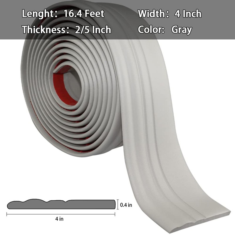 Wall Base Molding Trim Peel and Stick Rubber Baseboard Moulding