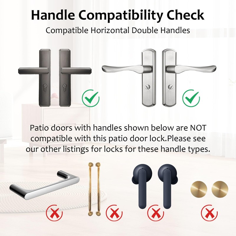 Patio Door Security Lock with Alarm, French Door Security Lock,Patio