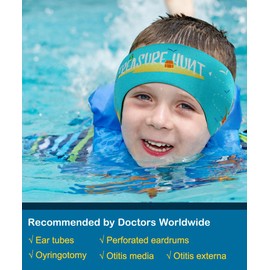 MoKo Neoprene Swimming Headband, Ear Band, Waterproof Hair Band with High Elasticity and Velcro Fastening, Protection, for Children Aged 3–9, Size M, Pirate and Boat
