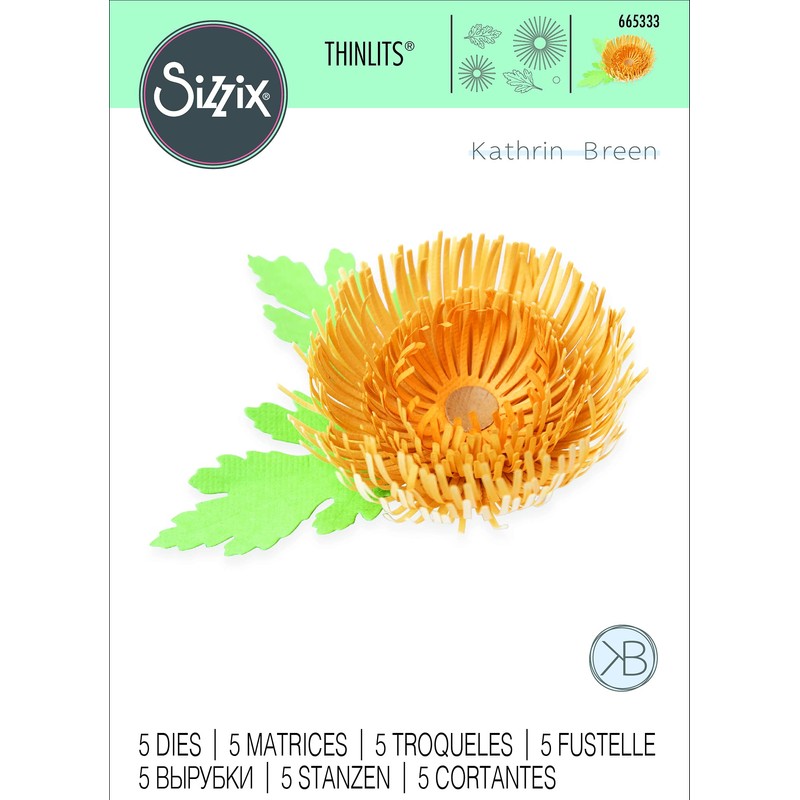Sizzix Set by Thinlits Cutting Dies 5PK Chrysanthemum by Kath