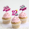 24pcs Tie Dye Cupcake Toppers - 60’s Hippie Party Glitter