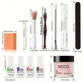 20 Color Glitter Dip Powder Nail Set, 33pcs/set Dip Powder Liquid Set with Top Coat/Base Coat Activator for French Nail Art, DIY Nail Art Kit for Women, Girl Stocking Stuffers