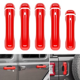 CheroCar Cubierta para manija de puerta Jeep JL, cubierta para manija de puerta trasera para Jeep Wrangler JL JLU Sports Sahara Freedom Rubicon 2 puertas y 4 puertas (rojo)