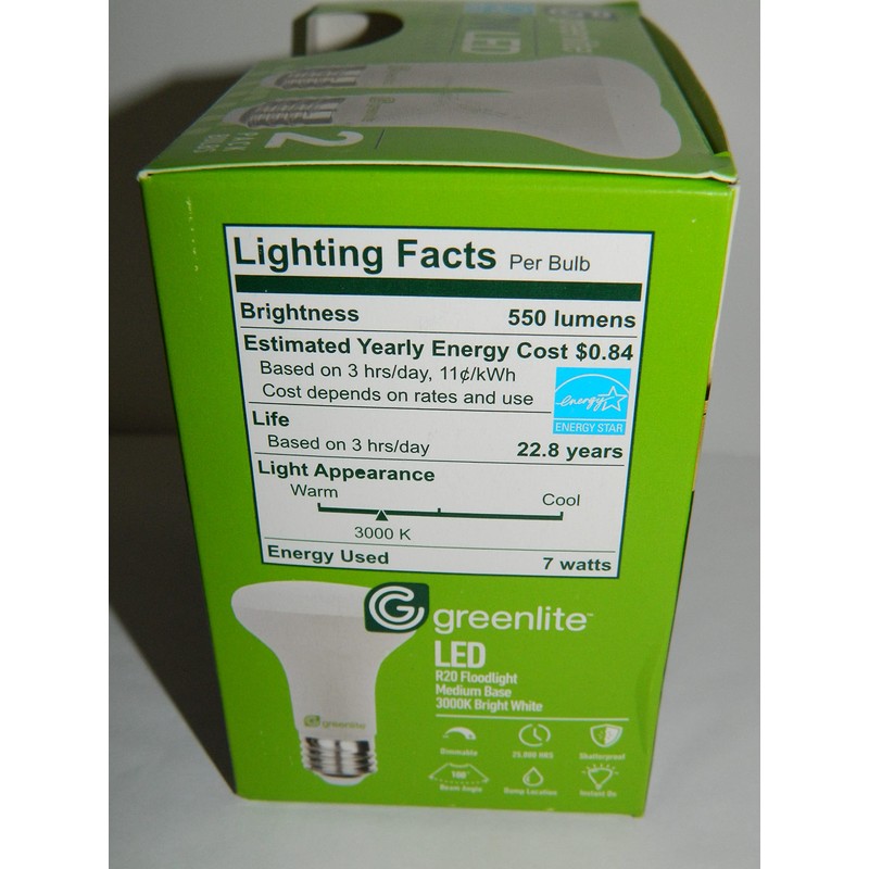 Greenlite 7W LED Bulb R20 Floodlight Dimmable 2-Pack