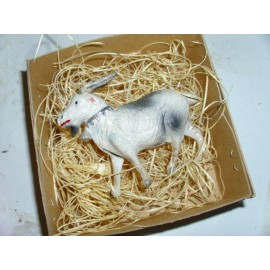 The Dresden Cottage New 3D Dresden Paper Christmas Ornament Goat w Collar & Bell Tree Decoration