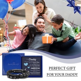 XUANPAI Mens Leather Bracelet To My Daddy Bracelet - Dad Gifts from Daughter Son Braided Leather Bracelets Lettering Love You Forever Gifts for Father Jewellery Presents for Birthday Christmas